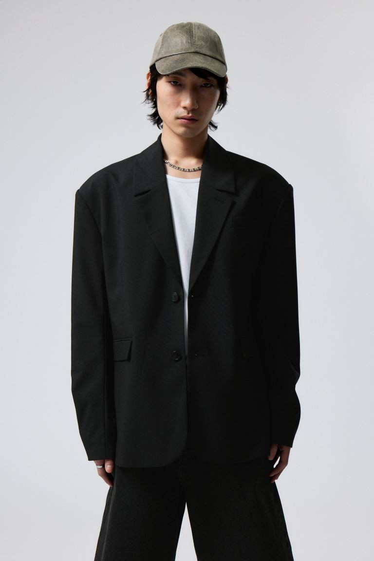 Oversized Single Breasted Blazer - Long sleeve - Regular length - Black - Men | H&M GB | H&M (UK, MY, IN, SG, PH, TW, HK)