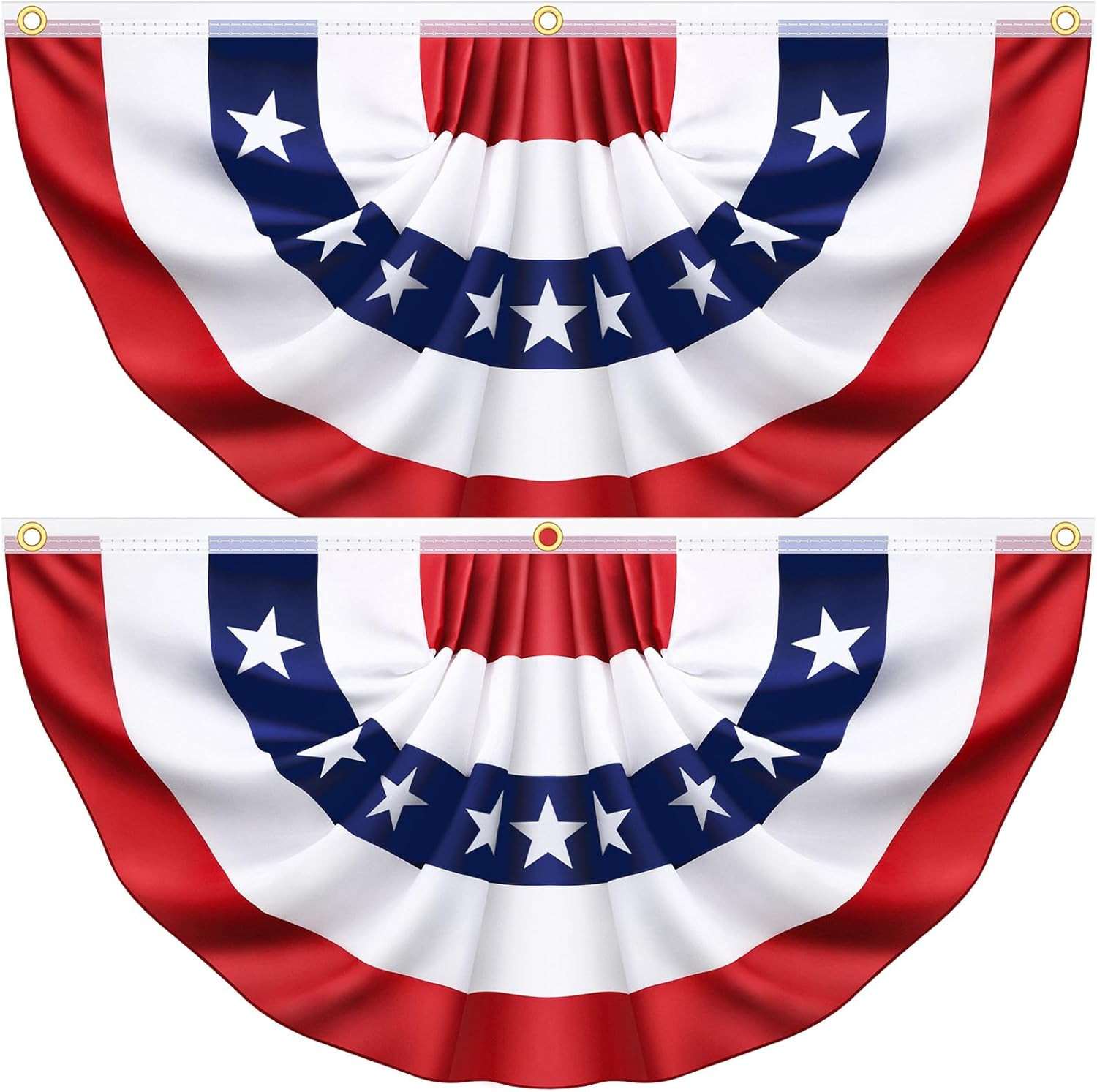 3x6 Ft 2 Pack American Pleated Fan Flag, Patriotic Half Fan Banner American Flag Decoration Bunti... | Amazon (US)