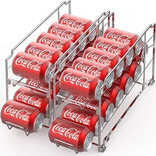 2 Pack - SimpleHouseware Stackable Front Loading Beverage Can Dispenser Rack, Chrome | Amazon (US)