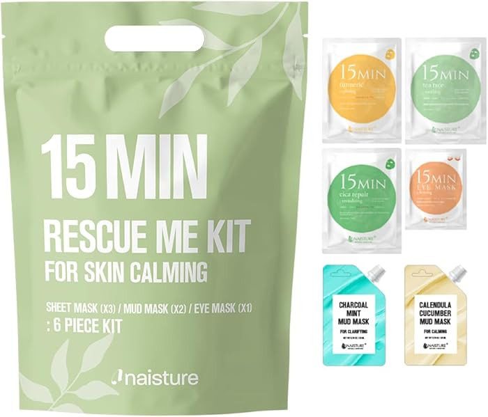 15 Min Rescue Me Kit by Naisture – Korean Spa and Skincare Kit for Women with Cica, Turmeric, a... | Amazon (US)