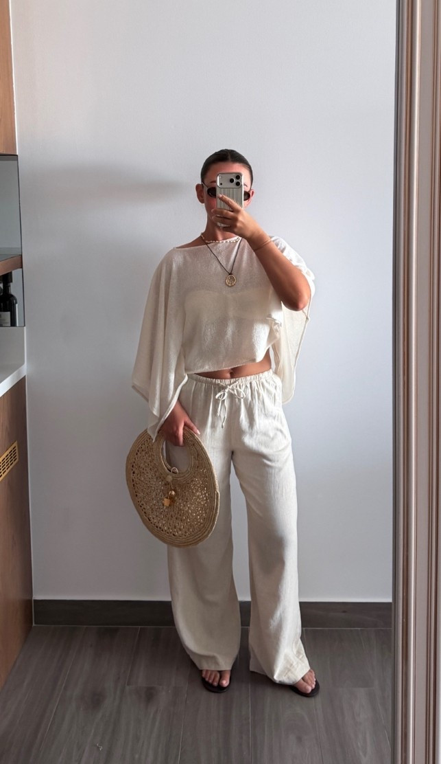 Pool day outfit - I wear a size M in the top & 10 in the trousers 🤎

#LTKuk #LTKsummer #LTKswimwear