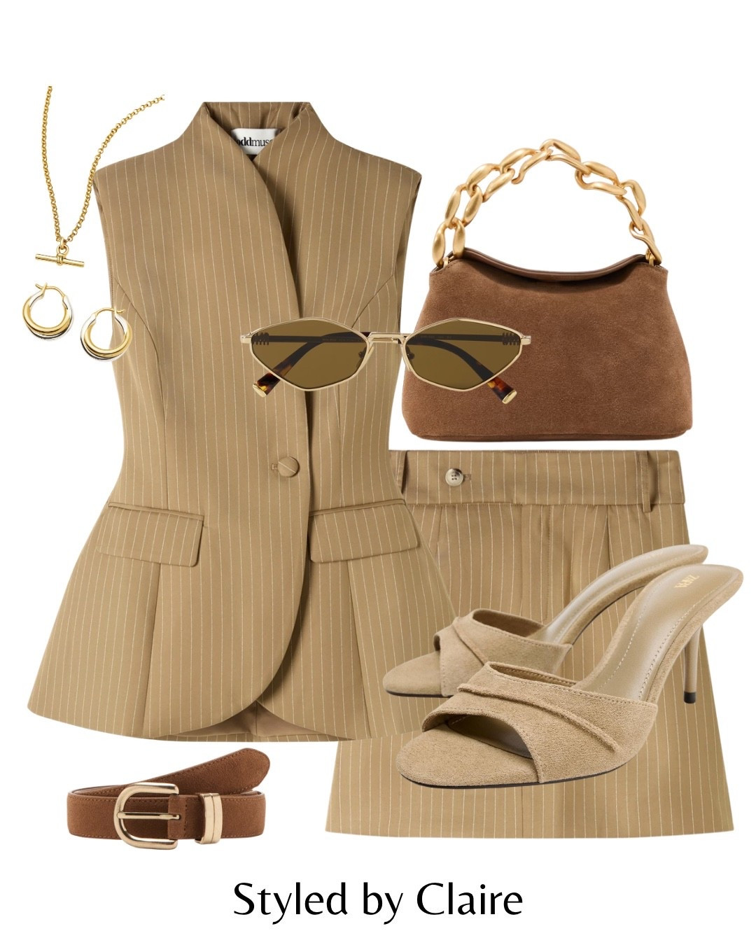 A DREAMY WAISTCOAT SET❤️‍🔥
Tags: odd muse pinstripe tailored structured camel caramel top matching stripe skirt pocket detail suede mini bag heeled heel reiss neutral open toe sandals Zara suede belt cognac mango mini bag gold handle sunglasses miu miu gold jewelry fashion spring races date night holiday vacation Easter special occasion Dubai London brunch chic women’s city break inspo outfit 

#LTKstyletip #LTKspring #LTKpartywear