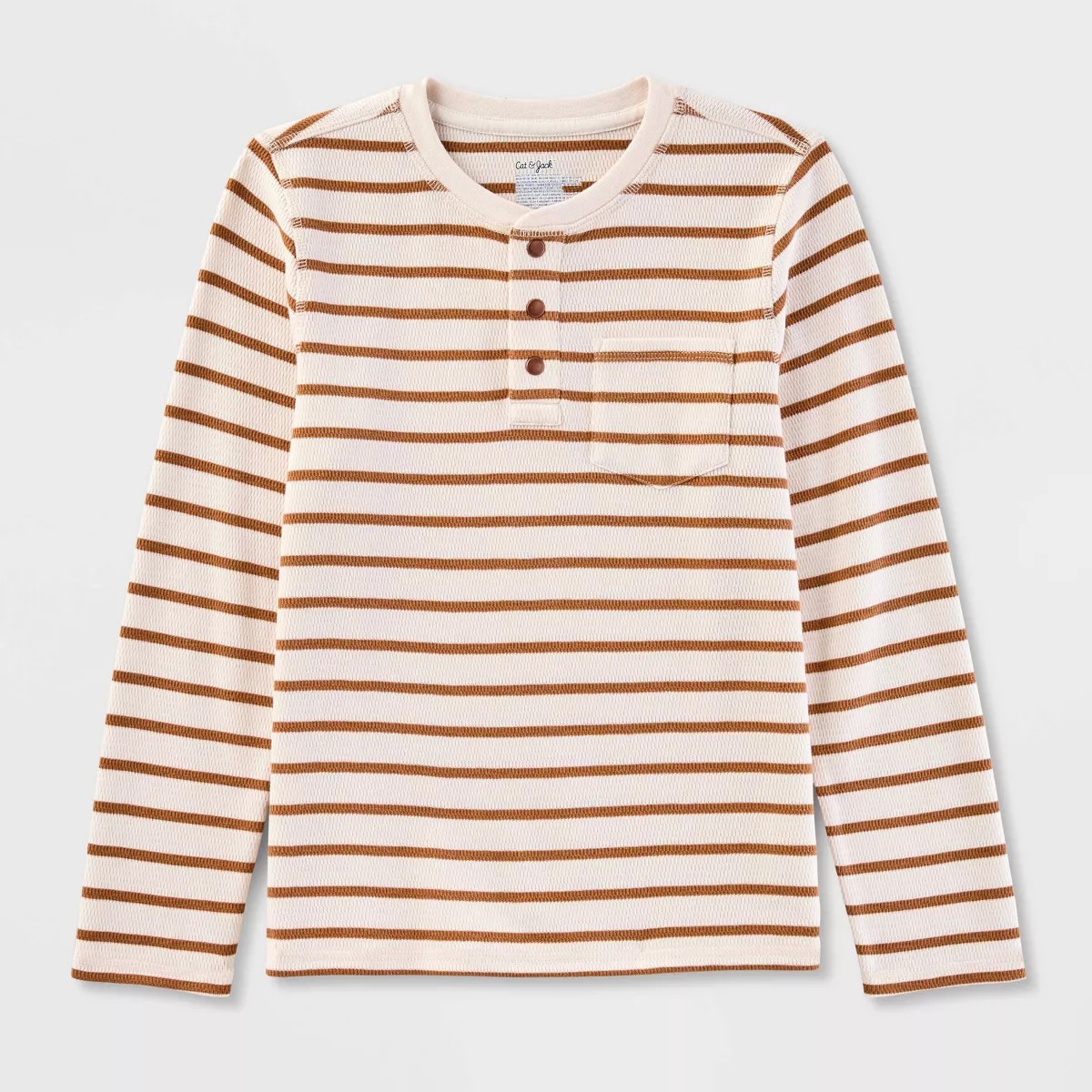 Boys' Adaptive Long Sleeve 'Stripe' Thermal Top - Cat & Jack™ Cream | Target