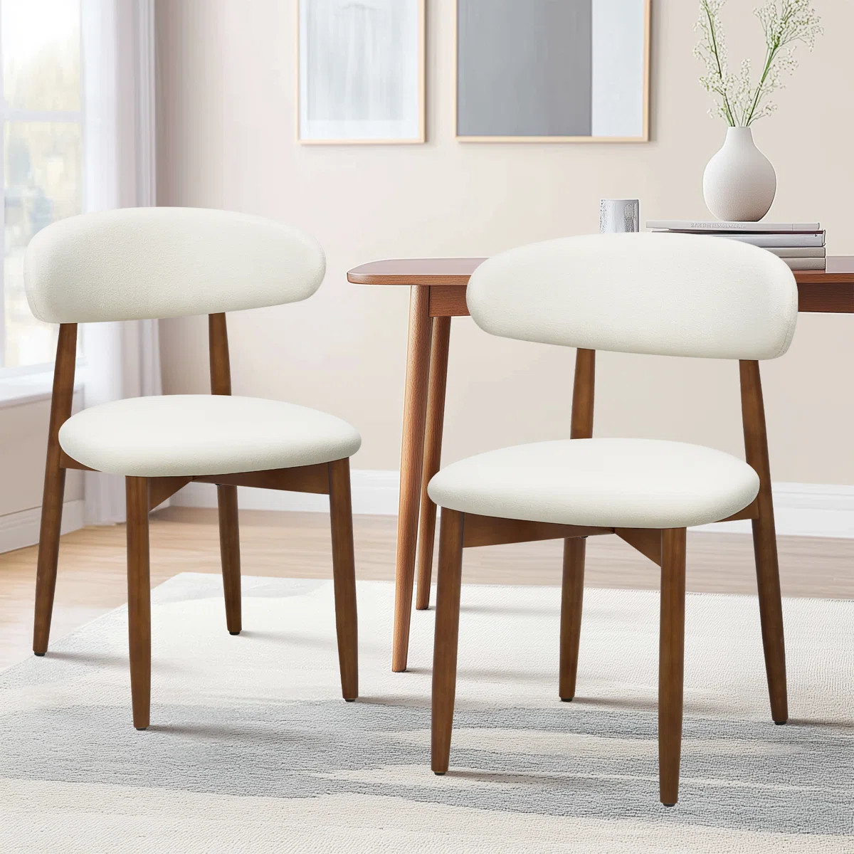 Maylon Upholstered Solid Wood Side Chair Dining Chairs (Set of 2) | Wayfair North America