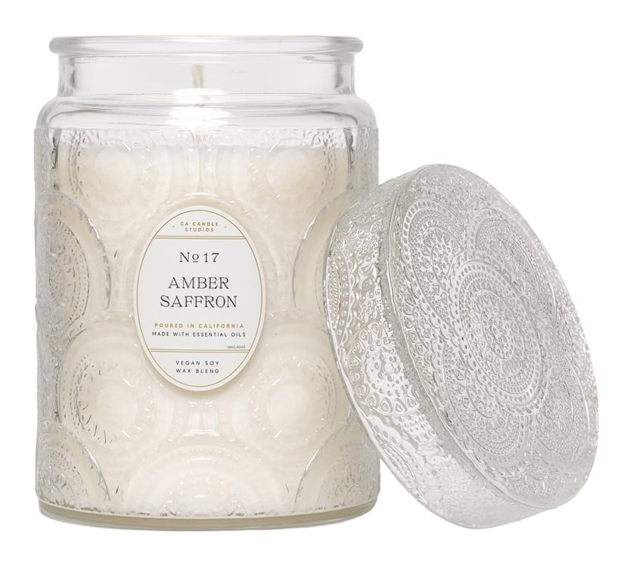 Leoben Co | Amber Saffron | Classic Design Collection | 18oz | 80 Hour Burn Time | Made to Set Th... | Amazon (US)