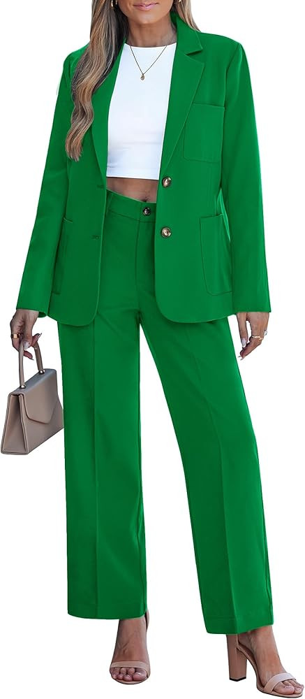 luvamia Pants Suits for Women Dressy 2 Piece Set Business Casual Outfit Professional Long Sleeve ... | Amazon (US)