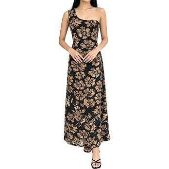 Women One Shoulder Sleeveless Bodycon Maxi Dress | Amazon (US)