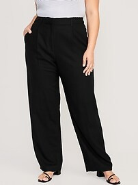 Extra High-Waisted Pleated Taylor Wide-Leg Linen-Blend Trouser Pants for Women | Old Navy (US)