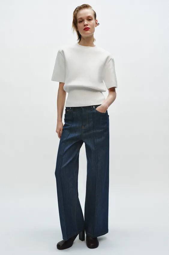 KNIT TOP WITH SHOULDER PADS | Zara UK