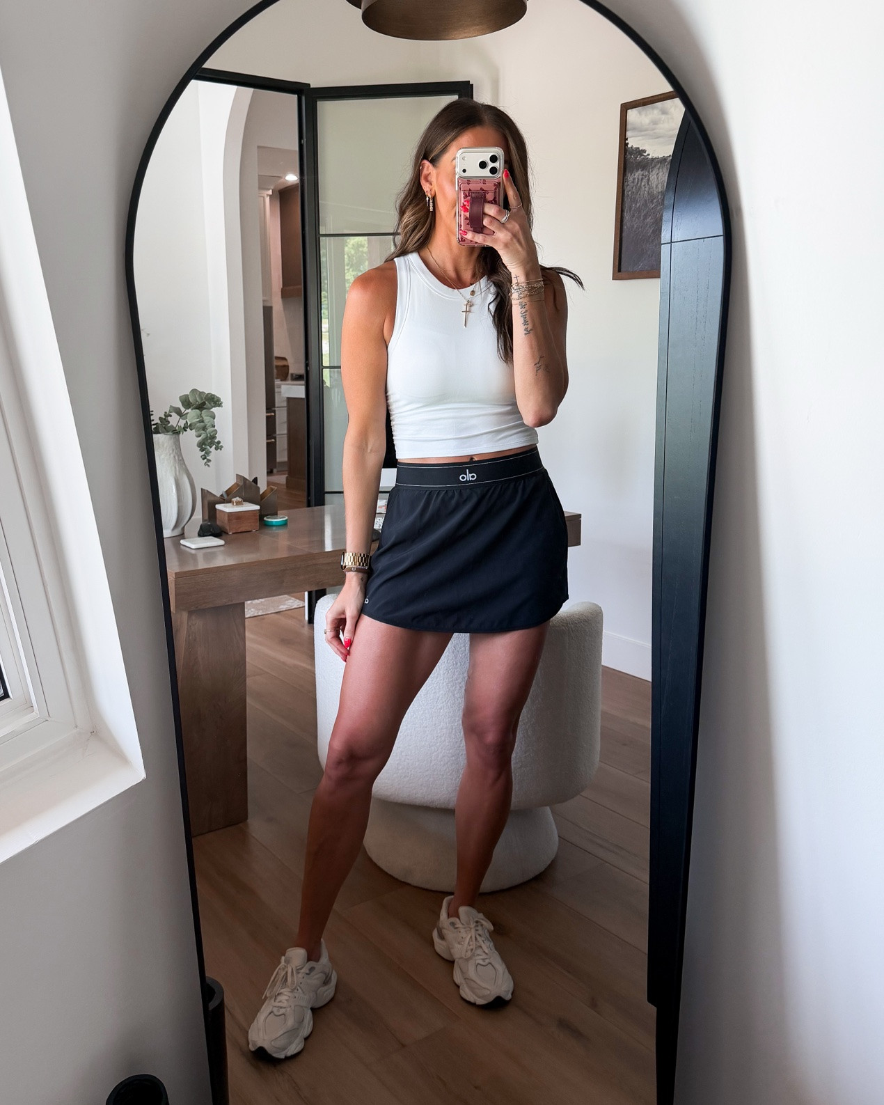 Tank with built in bra-small
Skort-medium
Sneakers size down 1/2 size

#LTKfitnessgoals #LTKActive #LTKootd