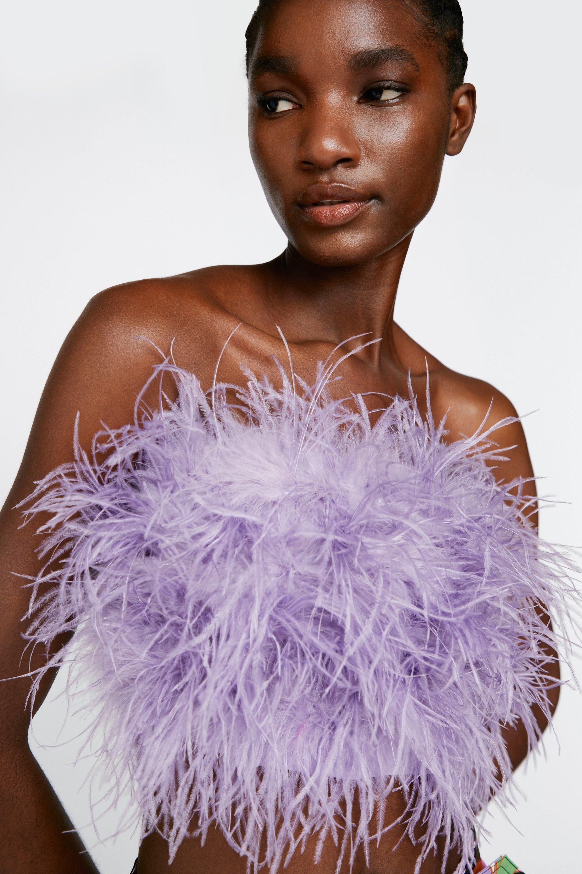 Feather Cropped Bandeau Corset Top | Nasty Gal (US)