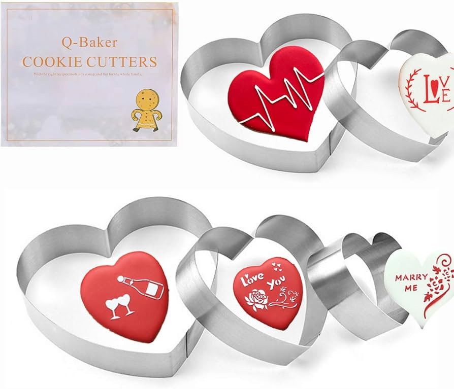 5 Pieces Heart Cookie Cutter 3.95", 3.35", 2.75", 2.36",1.37" Valentine’s Day Cookie Cutters fo... | Amazon (US)