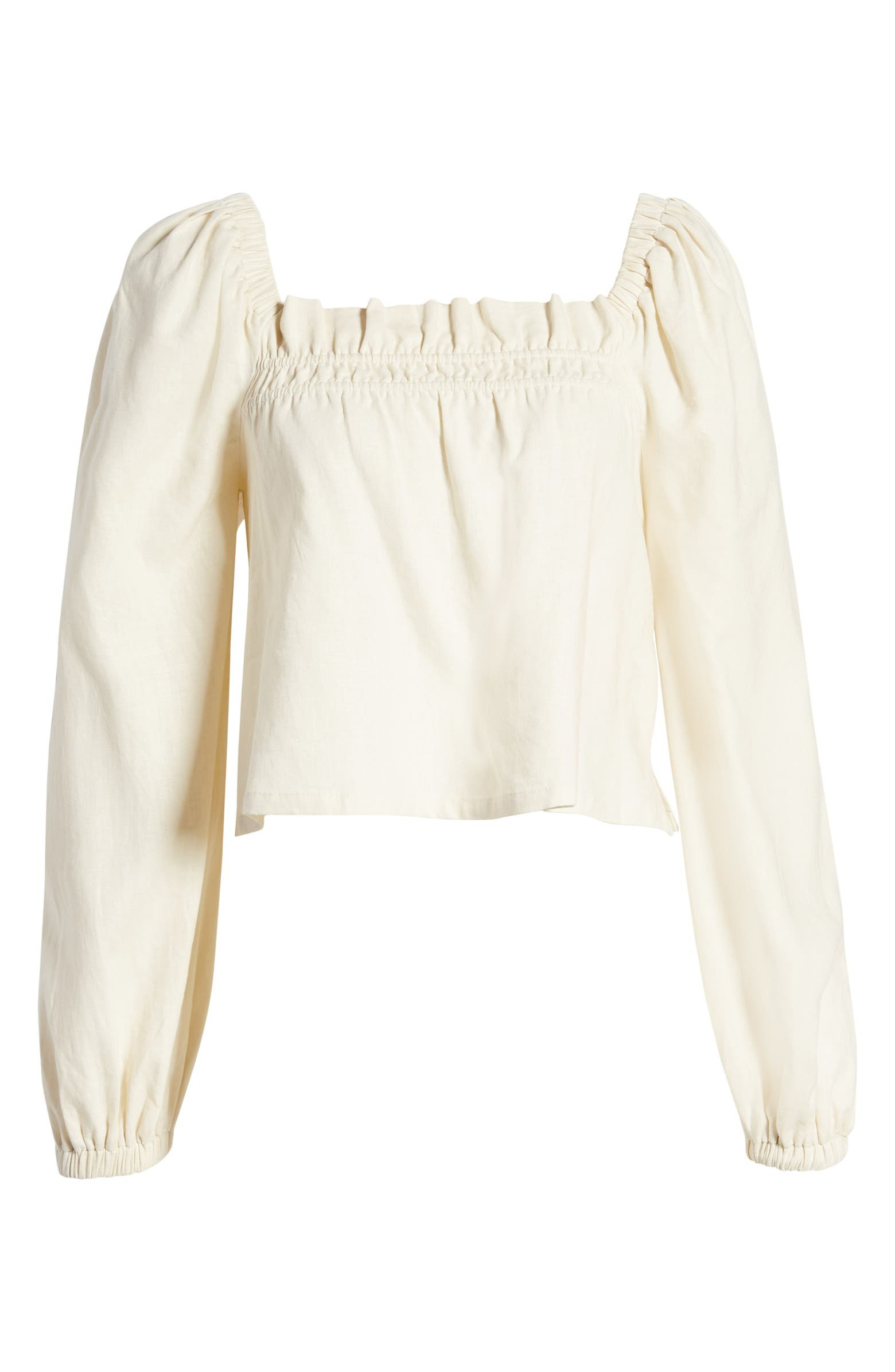 Long Sleeve Linen Blend Blouse | Nordstrom