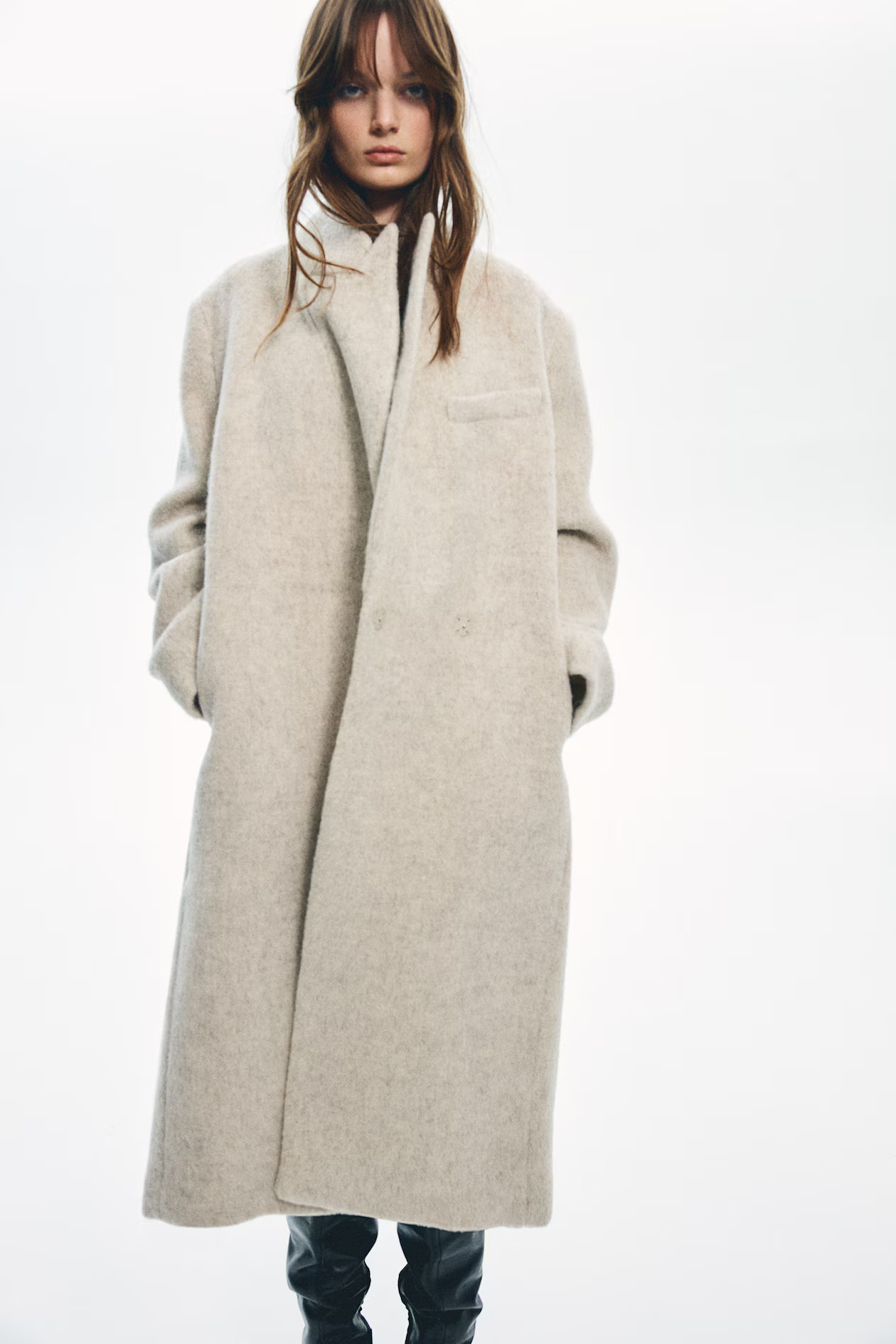 Wool coat - Light beige marl - Ladies | H&M GB | H&M (UK, MY, IN, SG, PH, TW, HK)