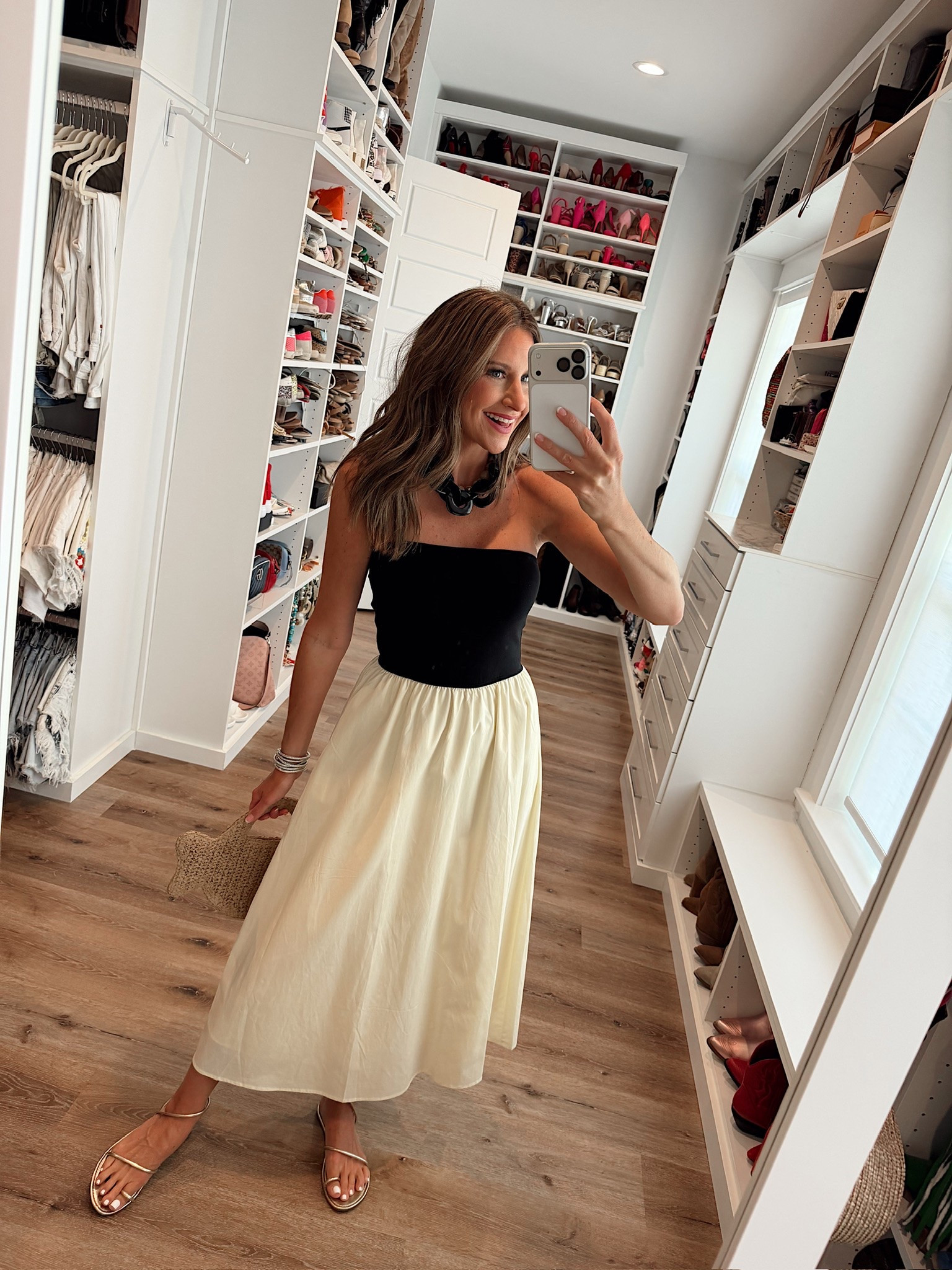In a small dress, necklace, clutch, sandals and accessories - fits tts.

#LTKootd #LTKgrwm #LTKSeasonal
