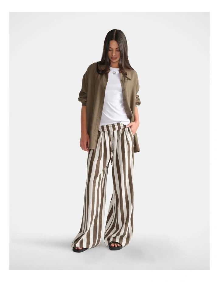D-Luxe Linen Blend Stripe Pant in Green | Myer