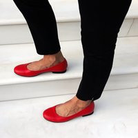 Handmade Red Ballerinas Shoes, Leather Flats, Women's Slip Ons, Genuine Leather, Cherry Low-Heel Rounded Toe Flat Ballets | Etsy (US)