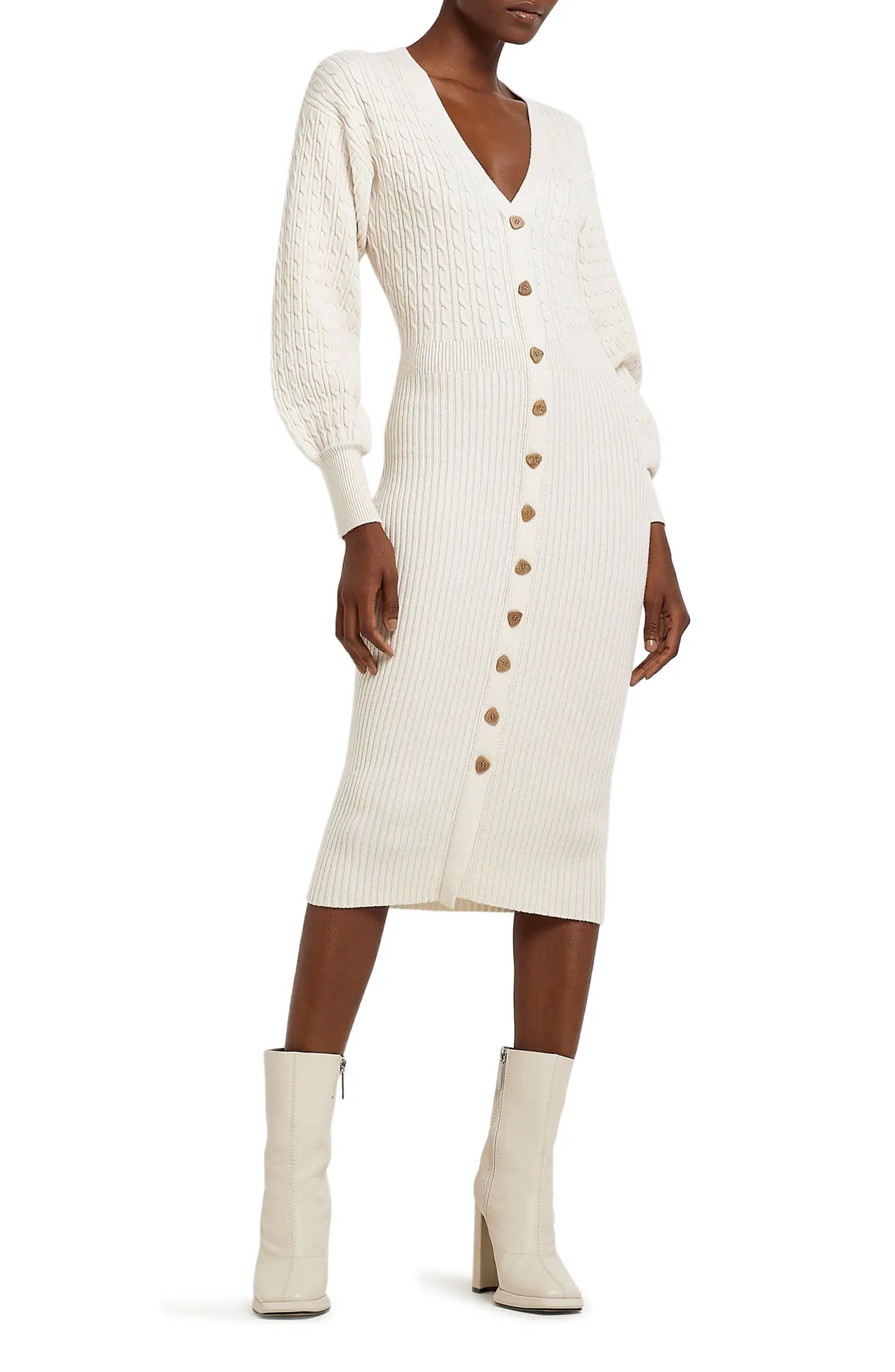 River Island Mixed Stitch Cardigan Sweater Dress | Nordstrom | Nordstrom