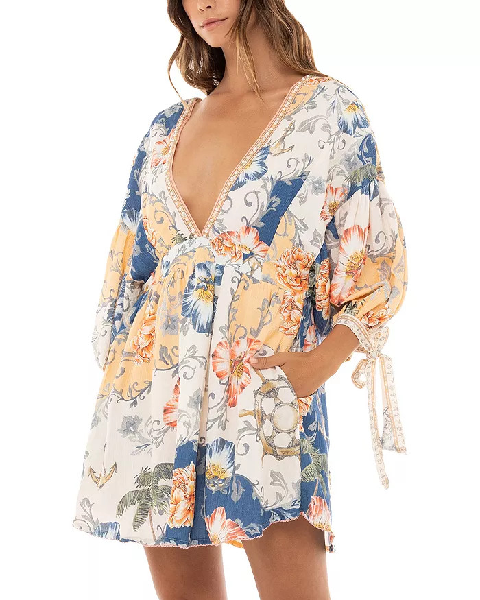 Agua Bendita Alex Kai Floral V Neck Mini Cover-Up Dress Women - Bloomingdale's | Bloomingdale's (US)