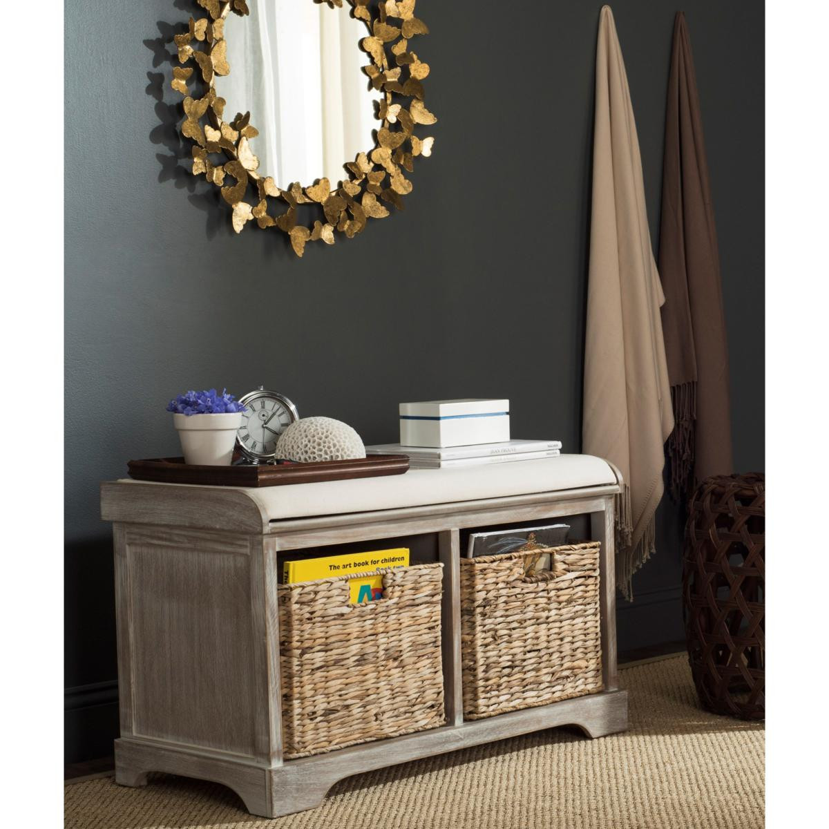 Safavieh Freddy Wicker Storage Bench | HSN