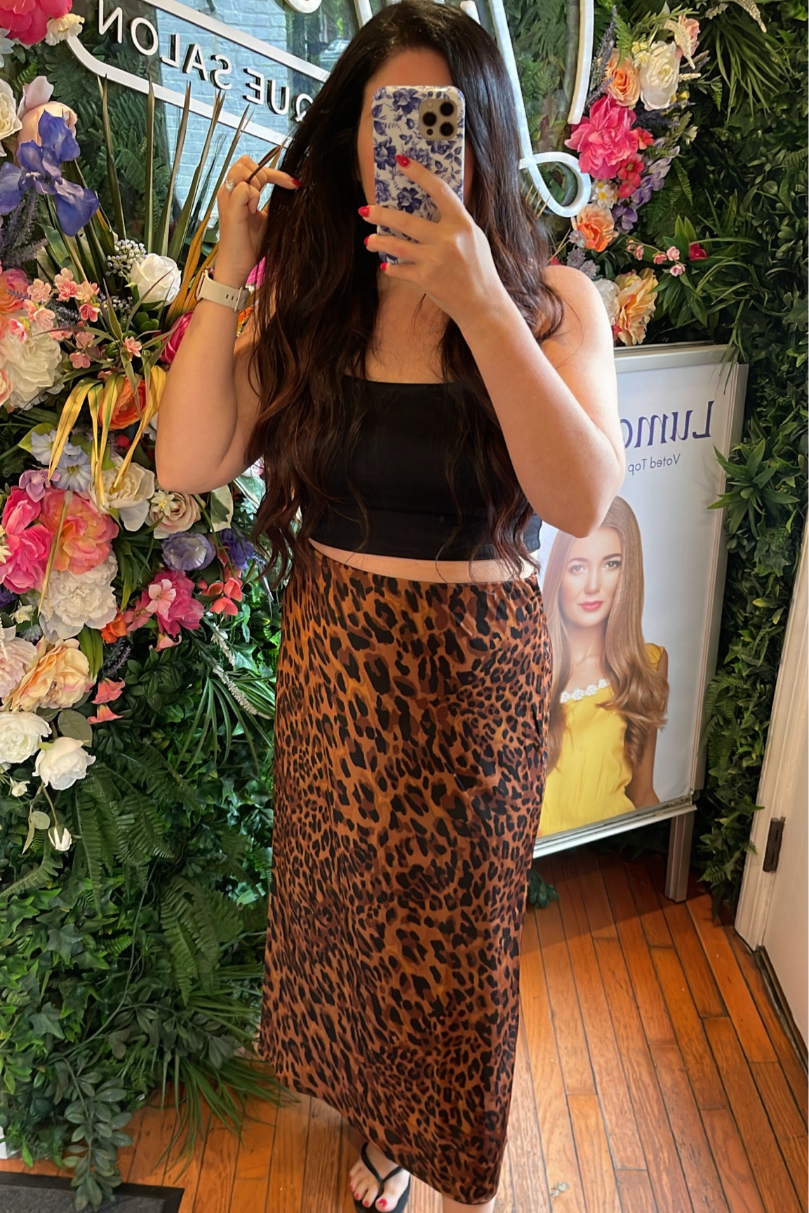 Fall transition outfit, leopard print maxi midi skirt, black crop top, black flip flops, casual outfit, midsize outfit, postpartum fall outfit

#LTKFindsUnder50 #LTKMidsize #LTKSeasonal