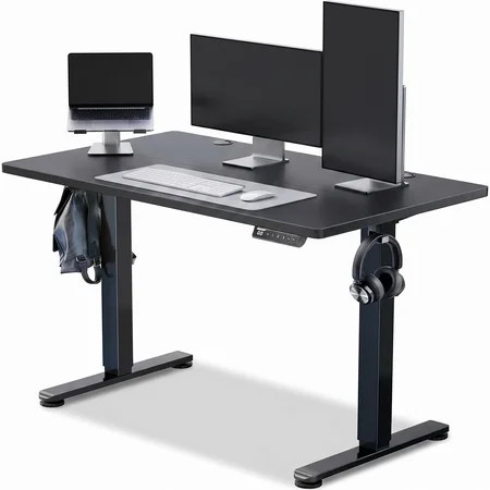 CHITOOMA 48" x 24" Electric Standing Desk with 4 Memory Preset Heights, Height Adjustable Sit Stand up Desk with Headphone Hook for Home Office, Black | Walmart (US)