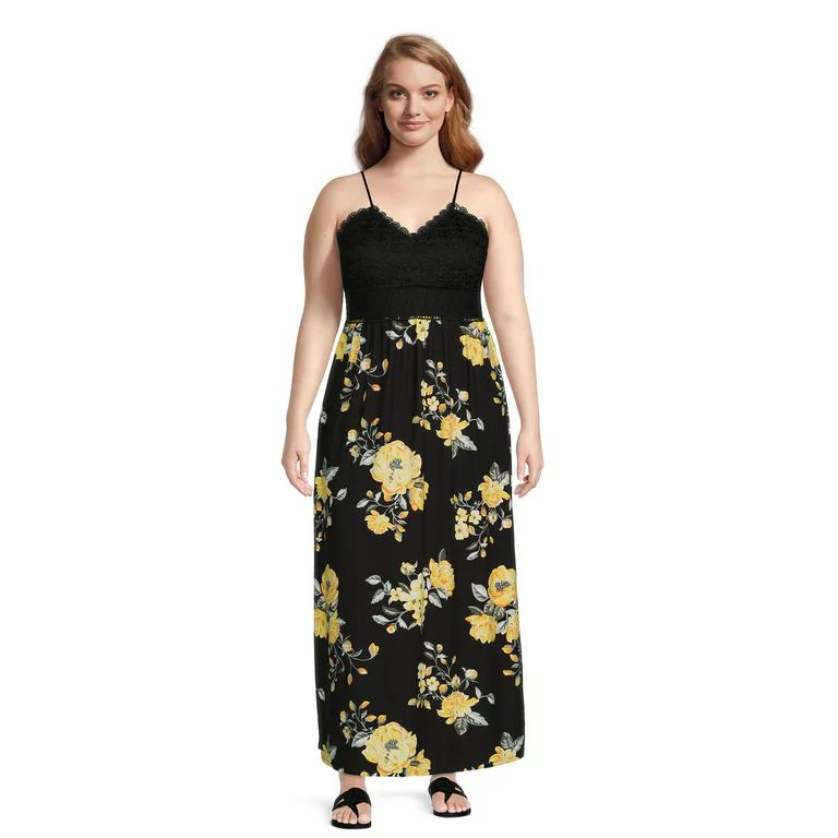 No Boundaries Juniors Plus Size Lace Top Maxi Dress | Walmart (US)