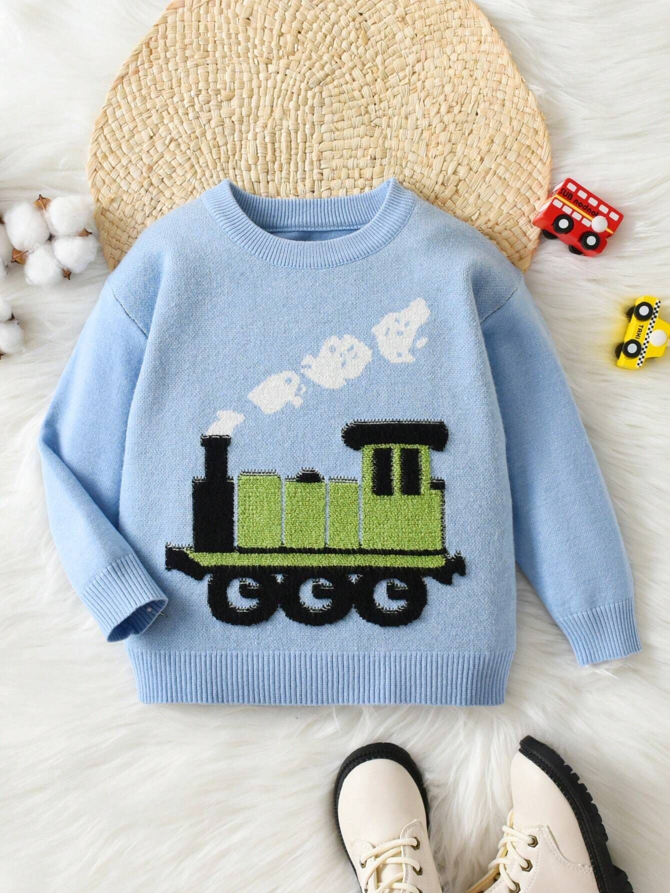 Young Boy Train Pattern Sweater | SHEIN