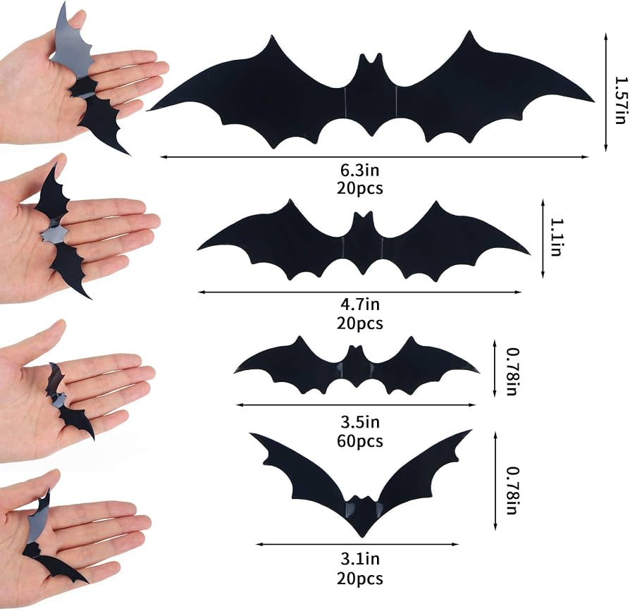 Amazon.com: DIYASY Bats Wall Decor,120 Pcs 3D Bat Halloween Decoration Stickers for Home Decor 4 ... | Amazon (US)