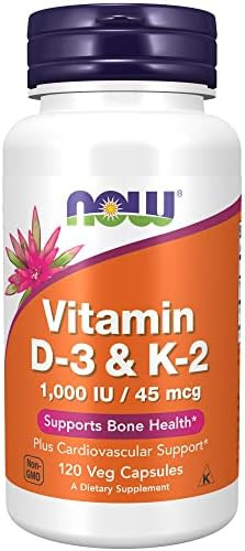 NOW Supplements, Vitamin D-3 & K-2, 1,000 IU/45 mcg, Plus Cardiovascular Support*, Supports Bone ... | Amazon (US)