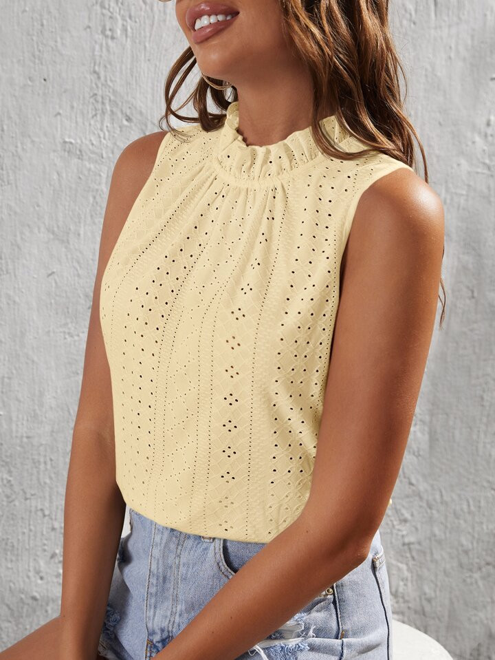 SHEIN VCAY Frill Trim Schiffy Tie Back Tank Top | SHEIN