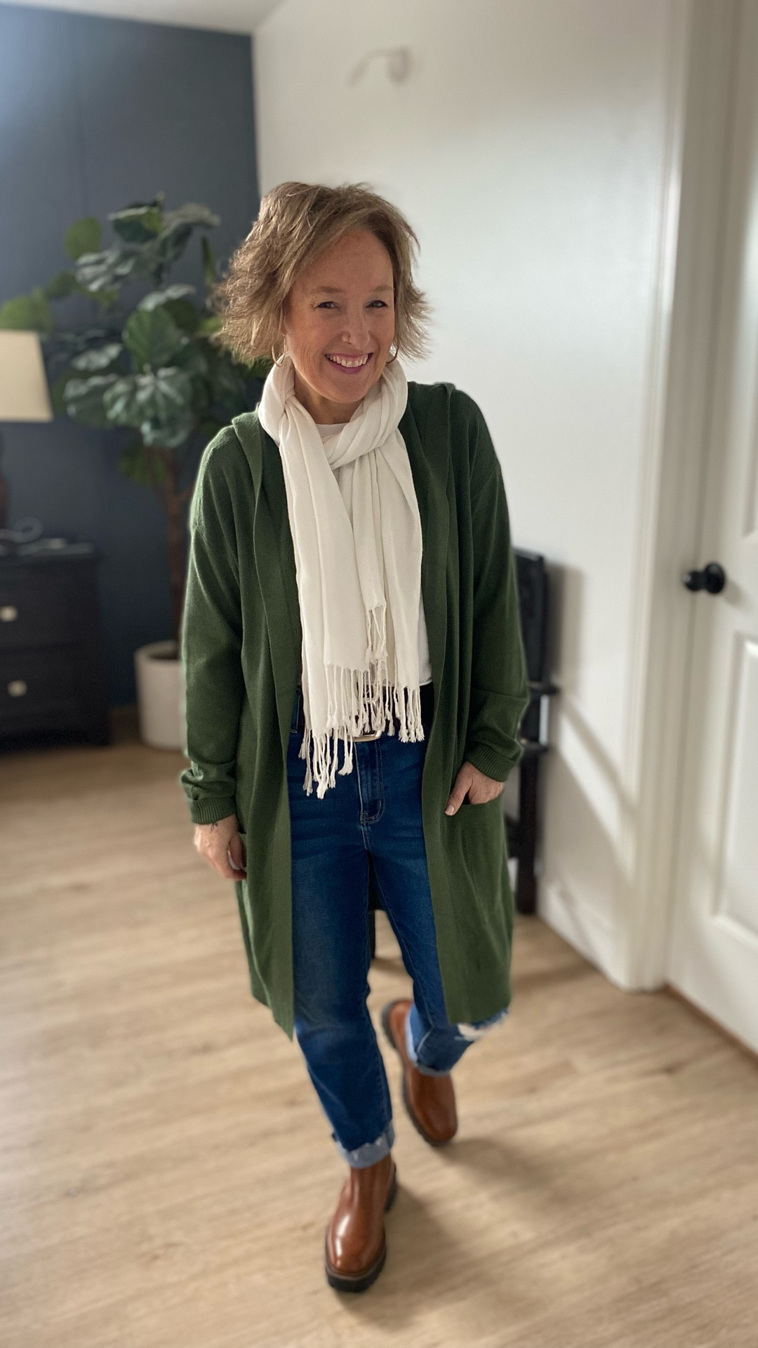 Hooded knit cardigan styled with layers

#LTKPetite #LTKHoliday #LTKgrwm