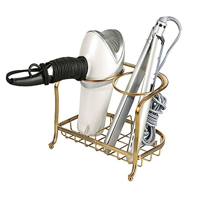 mDesign Bathroom Vanity Countertop Hair Care & Styling Tool Organizer Holder for Hair Dryer, Flat Ir | Amazon (US)