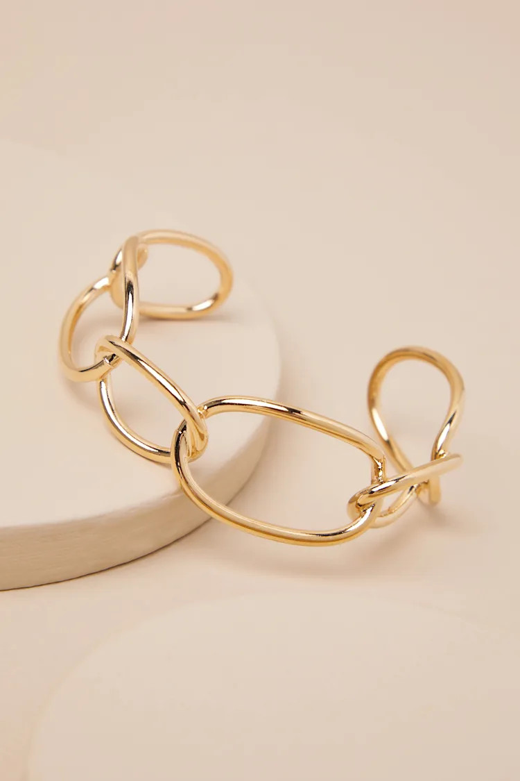 Eugina Gold Link Cuff Bracelet | Lulus