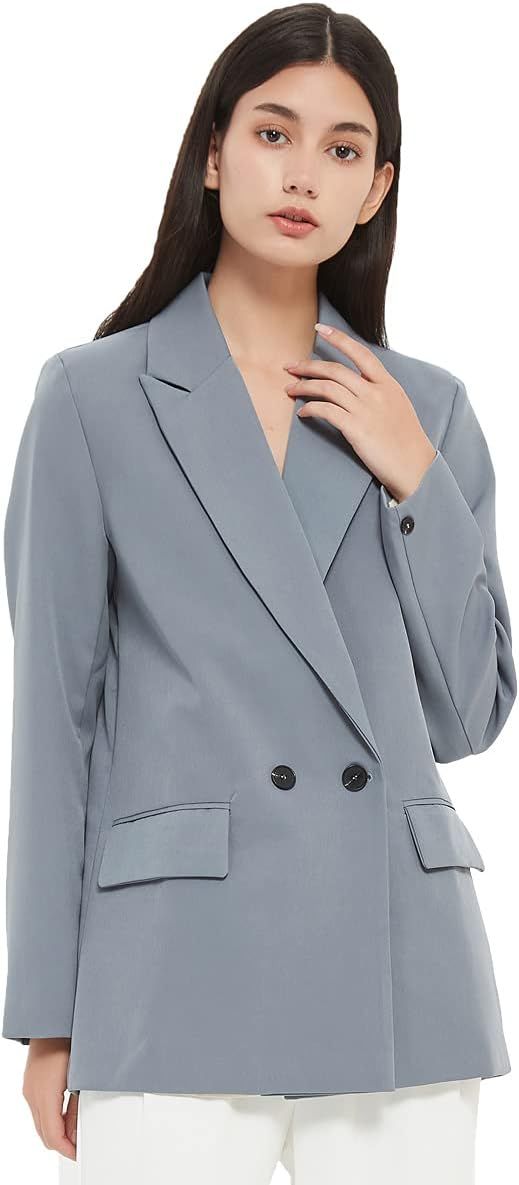 Women's Casual Long Sleeve Lapel Oversized Button Work Office Blazer Suit Jacket | Amazon (US)