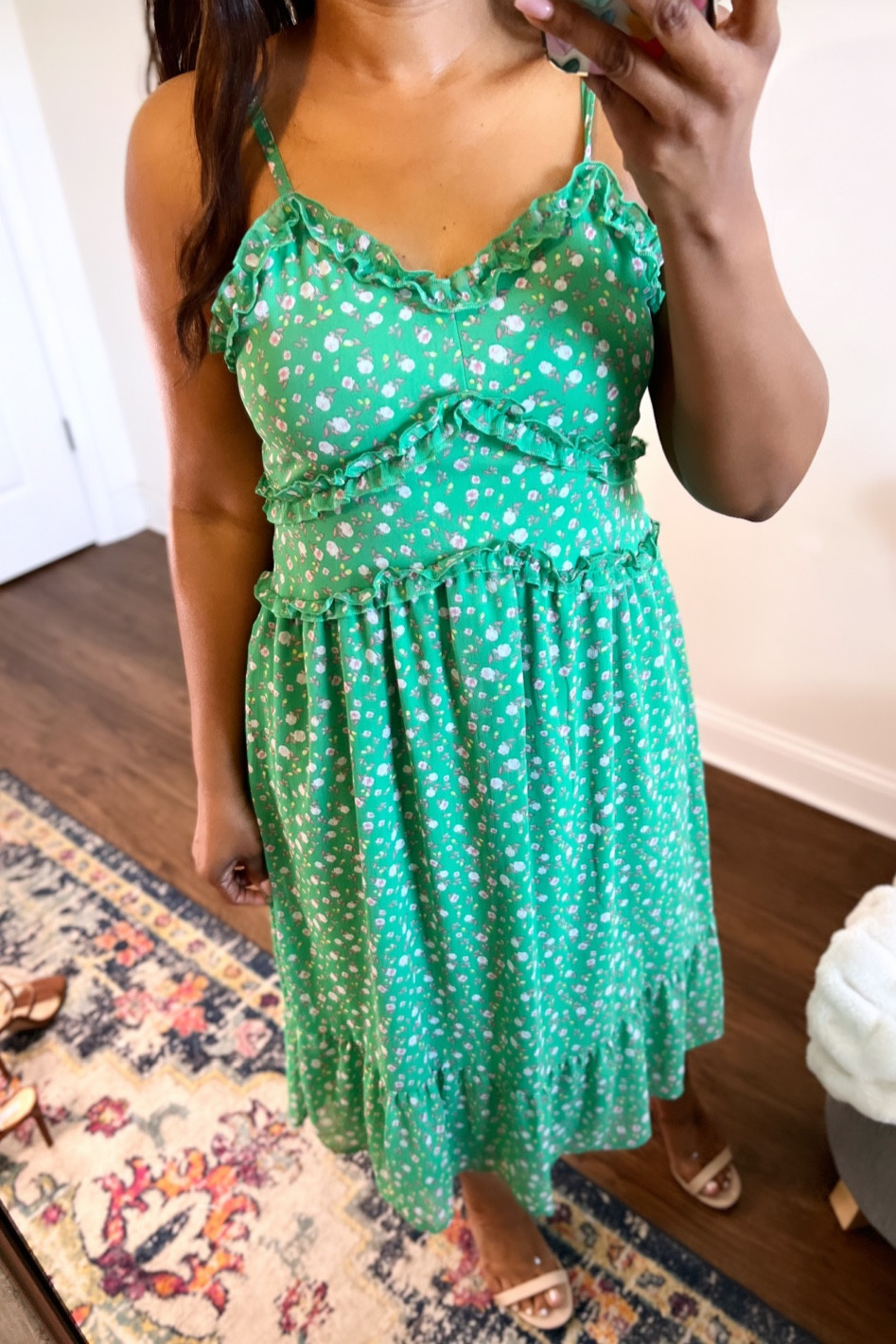 no boundaries green dress Green Satin Puff Sleeves Long Prom Dress, Green A-Line Formal Dress main image 0