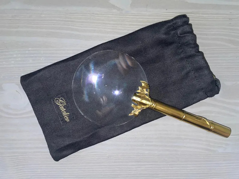 Handheld Bamboo Magnifying Glass for Book and Newspaper Reading Gold and Silver Handle | Etsy (Global)