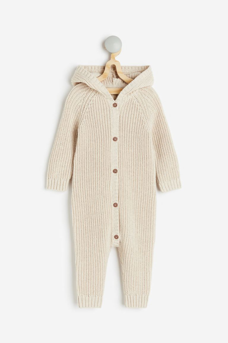Knit Cotton Jumpsuit - Light beige - Kids | H&M US | H&M (US + CA)