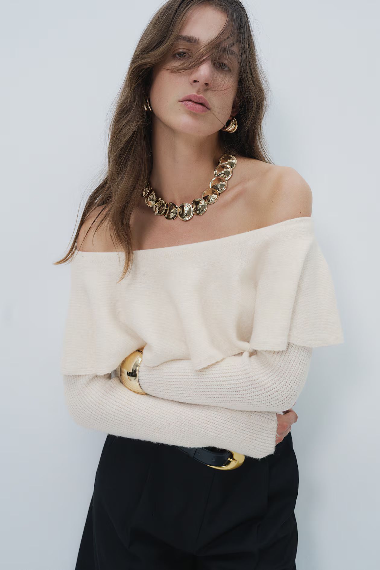 Flounced Off-the-Shoulder Sweater | H&M (US + CA)