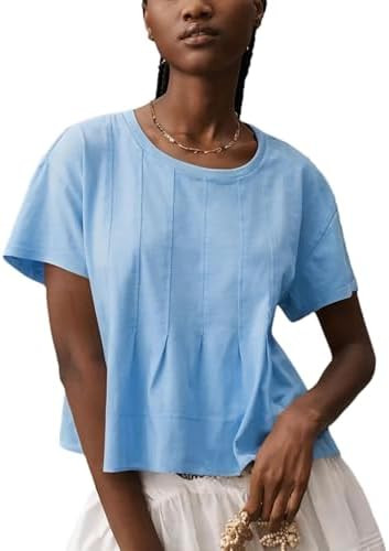 OPCAKM Cute Tops for Women Summer Pleated Swing T-Shirt Casual Babydoll Peplum Tops Lightweight F... | Amazon (US)