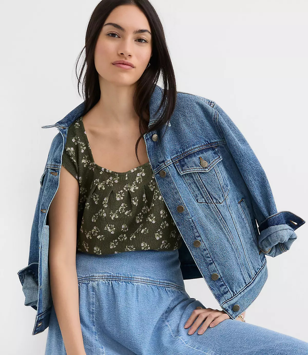 Floral Square Neck Top | LOFT