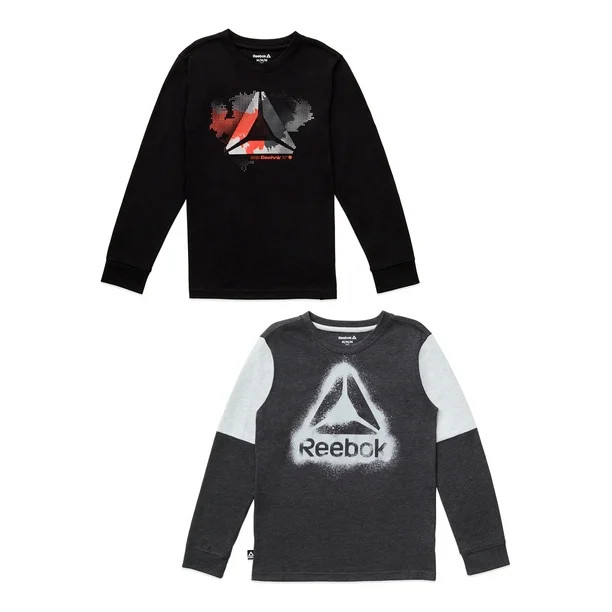 Reebok Boys Graphic Long Sleeve 2-Pack Shirts, Sizes 4-18 - Walmart.com | Walmart (US)
