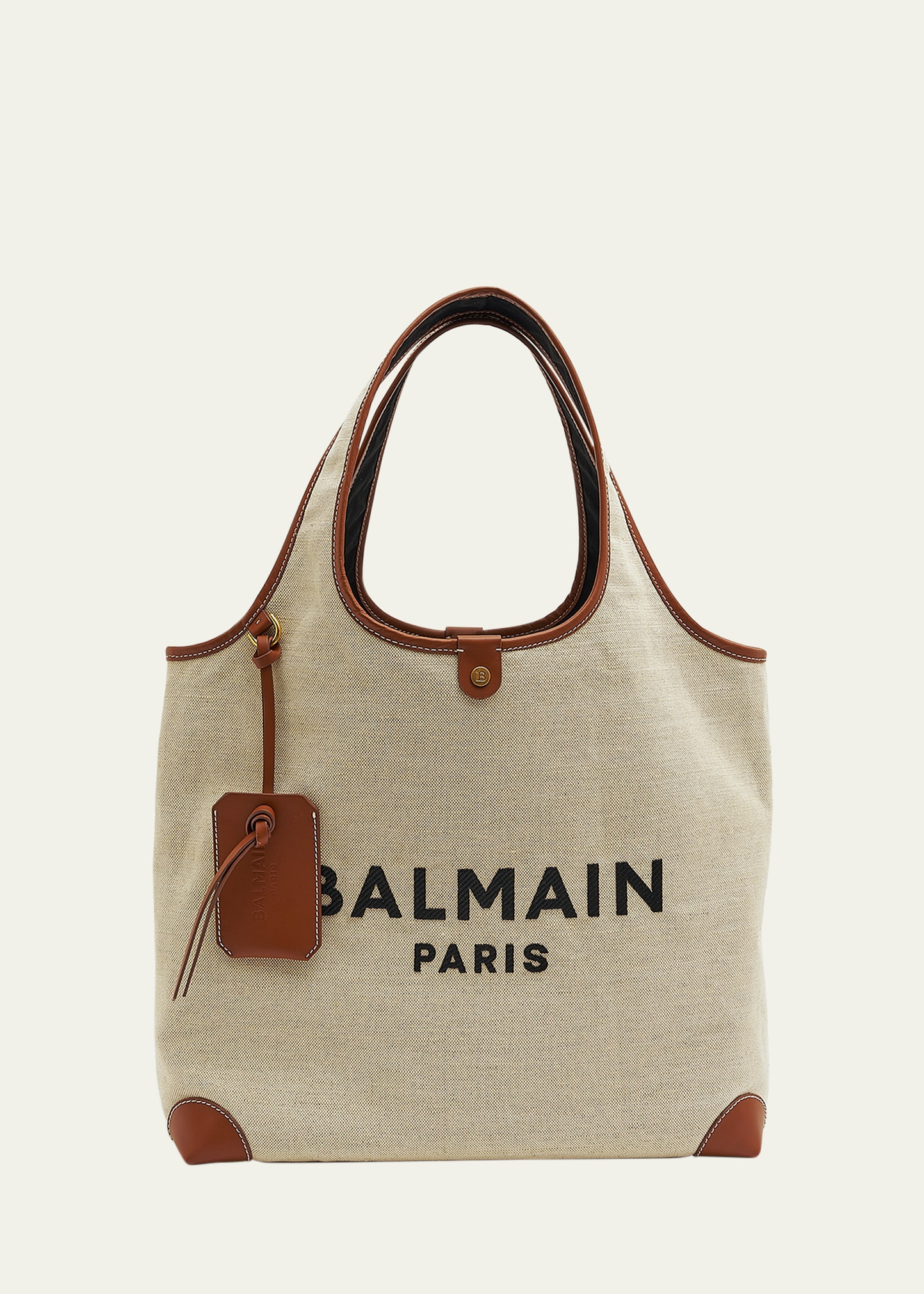 B Army Grocery Tote Bag in Canvas with Leather Handle | Bergdorf Goodman