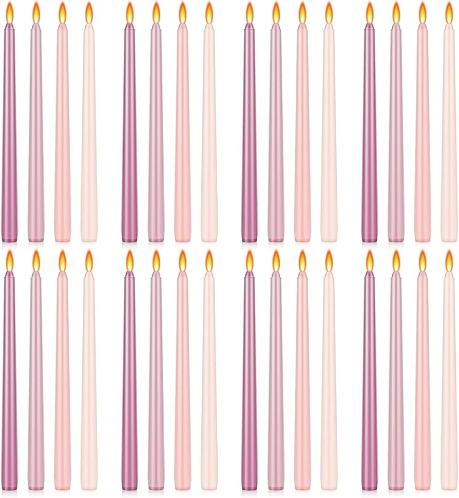 MTLEE 32 Pcs 10 Inch Long Tapered Candle Stick Bulk Smokeless Unscented Candle Burning Candle Par... | Amazon (US)