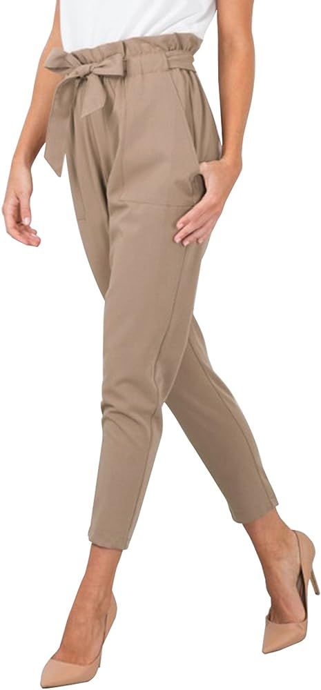 BerryGo Women's Casual Loose High Waist Stretchy Skinny Slim Long Pants | Amazon (US)