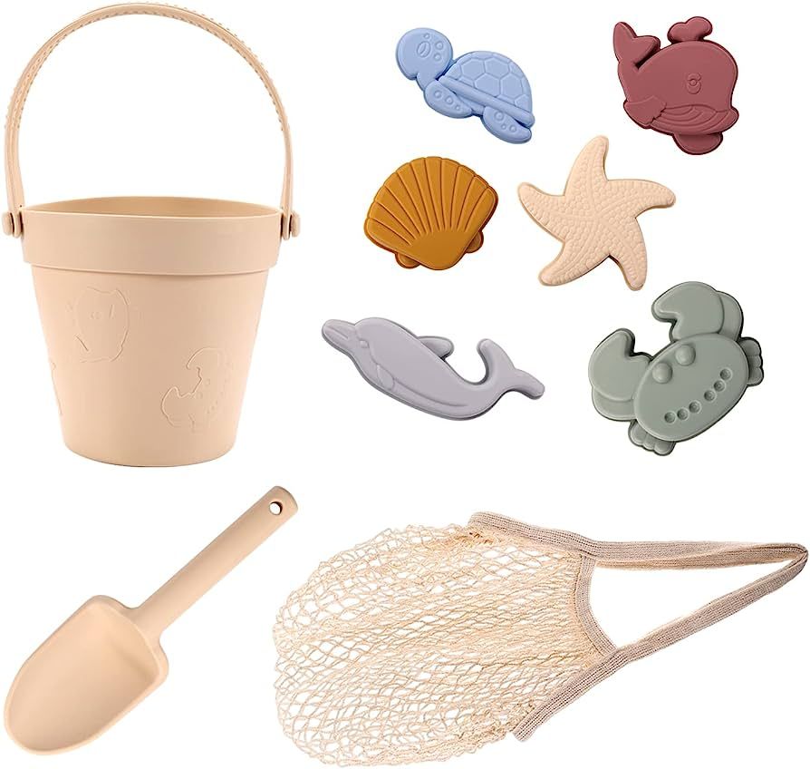 Silicone Sand Toys for Kids, Soft Beach Toys Set Including Beach Bucket and Shovel Set, 6 Sea Ani... | Amazon (CA)