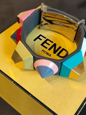 FENDI Leather Rainbow Studded Bracelet Multicolor Size 17cm with Box | eBay | eBay US