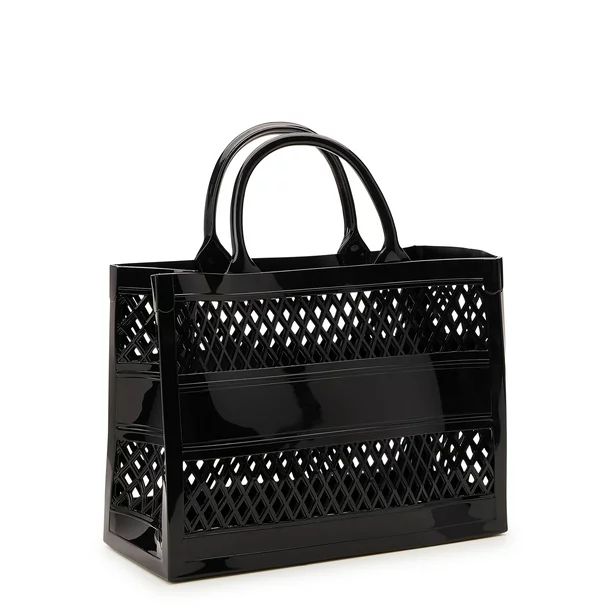 No Boundaries Women's Jelly Mini Tote Handbag Black | Walmart (US)