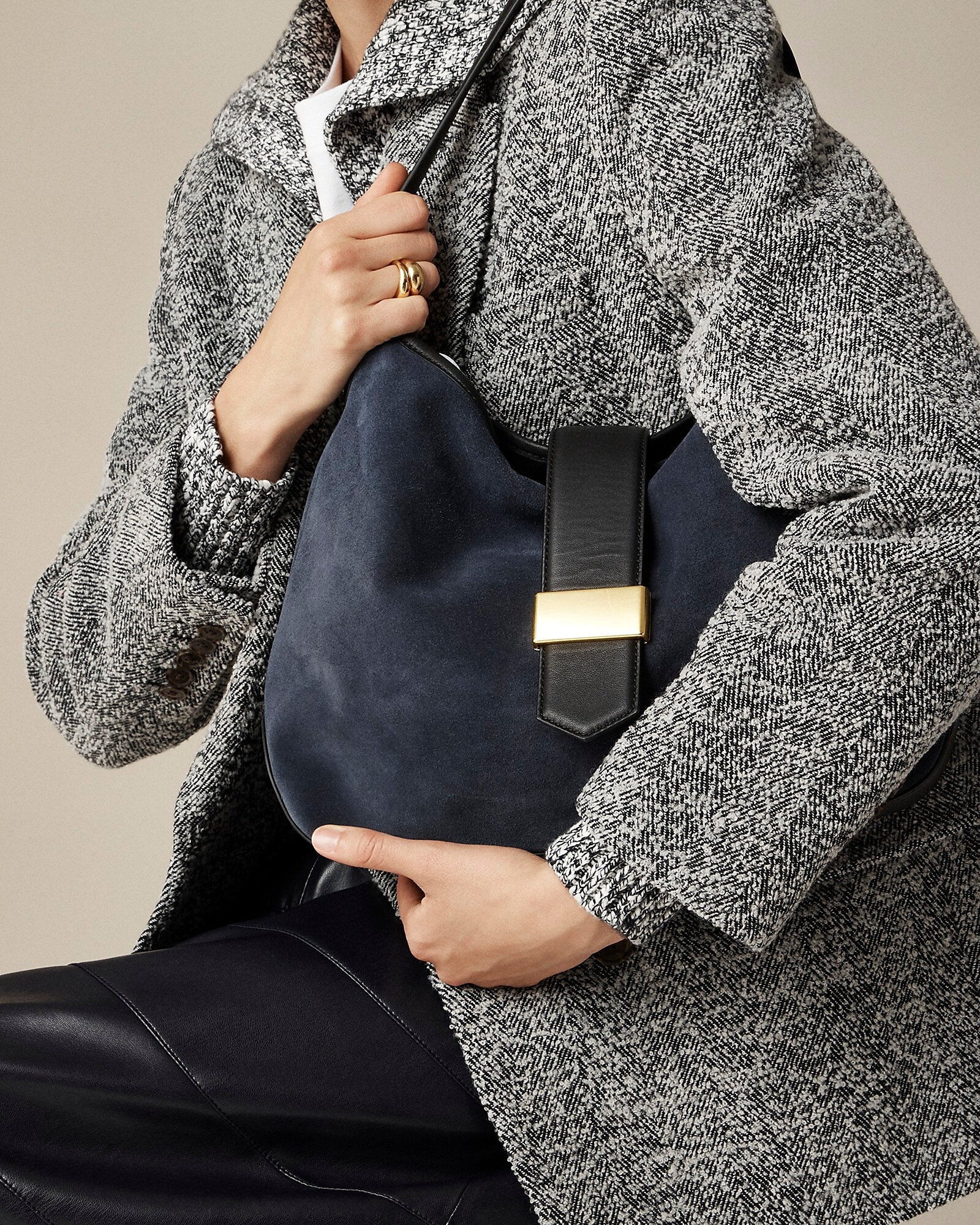 Berkeley suede and leather shoulder bag | J. Crew US