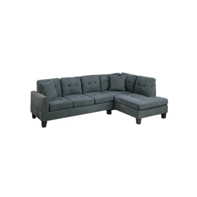 Living Room Furniture 2-PCS Sectional Sofa Set LAF Sofa And RAF Chaise Ash Tweeted-Like Tufted Couch Nailheads | Wayfair North America